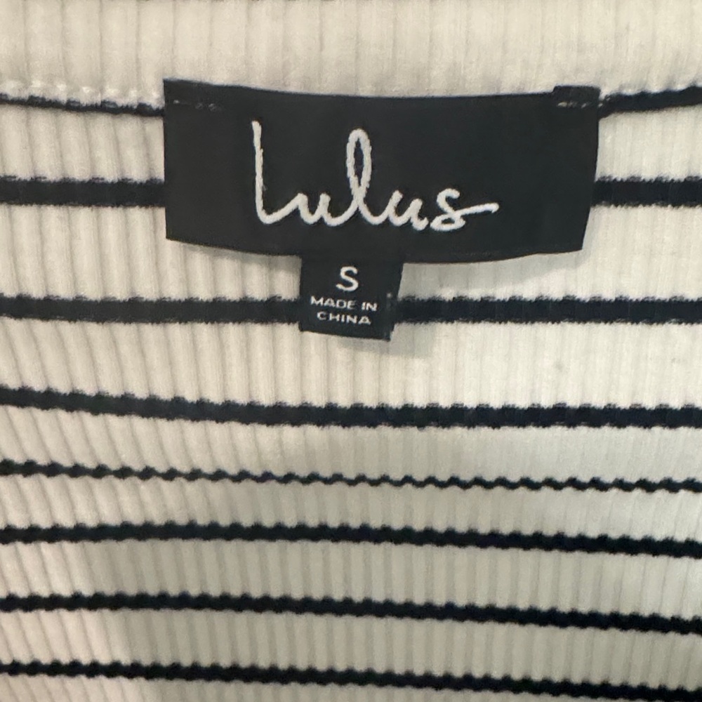 Lulu's Cream and Black Striped Button Down Shirt - Picture 2 of 5